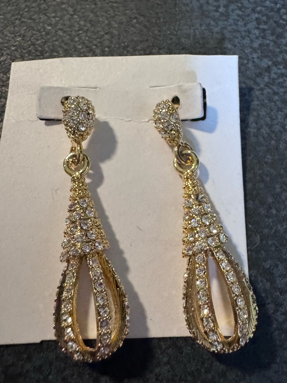 Gold-Tone Crystal Teardrop Dangle Earrings